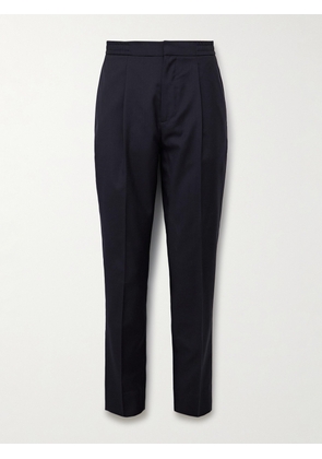 Officine Générale - Drew Tapered Pleated Virgin Wool-Crepe Trousers - Men - Blue - IT 44