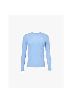 Womens Polo Ralph Lauren Logo-Embroidered Cable-Knit Wool and Cashmere Jumper
