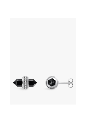 Womens Thomas Sabo Hexagonal 925 Sterling-Silver, Zirconia and Onyx Stud Earrings