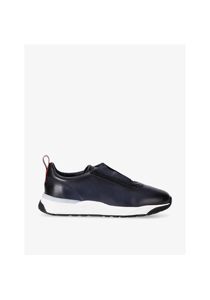 Mens Santoni Innova Perforated Leather Low-Top Trainers