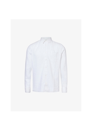 Mens Vilebrequin Caroubis Logo-Embroidered Linen Shirt