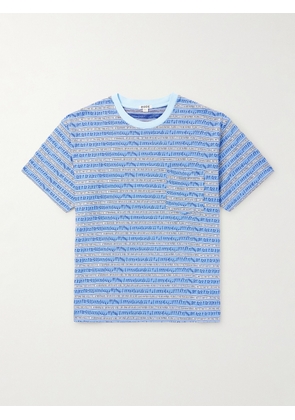 BODE - Lyric Striped Cotton-Jacquard T-Shirt - Men - Blue - S