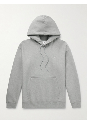 Nike - Solo Swoosh Logo-Embroidered Cotton-Blend Jersey Hoodie - Men - Gray - XS