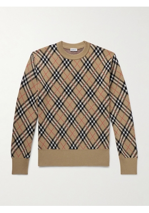 Burberry - Checked Wool-Blend Jacquard Sweater - Men - Neutrals - S