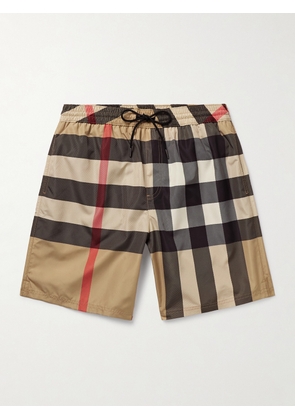 Burberry - Straight-Leg Long-Length Checked Swim Shorts - Men - Neutrals - S
