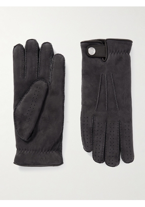 Brunello Cucinelli - Leather-Trimmed Suede Gloves - Men - Black - M