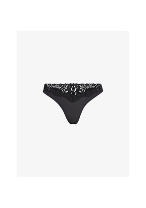Womens Skims Fits Everybody Lace-Trim Stretch-Woven Thong