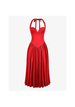 Womens House of CB Coquette Sweetheart-Neck Stretch-Cotton Midi Dress