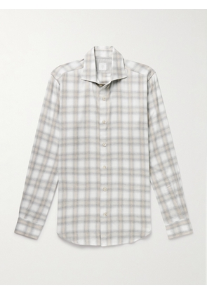 Eleventy - Checked Cotton and Lyocell-Blend Flannel Shirt - Men - Neutrals - XS