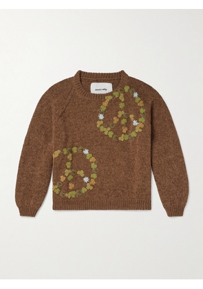 Story mfg. - Bulb Appliquéd Organic Cotton Sweater - Men - Brown - S