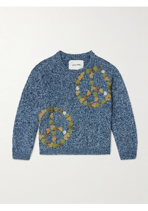 Story mfg. - Bulb Appliquéd Organic Cotton Sweater - Men - Blue - S