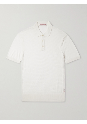 Orlebar Brown - Burnham Textured-Knit Silk and Cotton-Blend Polo Shirt - Men - Neutrals - S