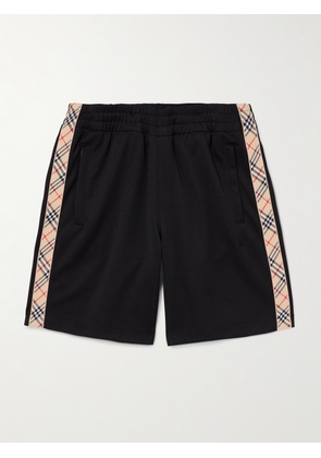 Burberry - Straight-Leg Checked Jacquard-Knit Trimmed Tech-Jersey Shorts - Men - Black - S
