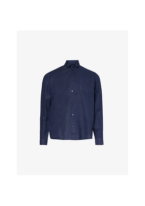 Mens Vilebrequin Caroubis Logo-Embroidered Linen Shirt