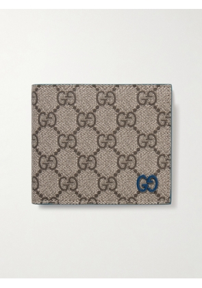 Gucci - GG Supreme Monogrammed Coated-Canvas and Full-Grain Leather Billfold Wallet - Men - Brown