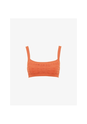 Womens Mistress Rocks Dainty Square-Neck Knitted Bralette