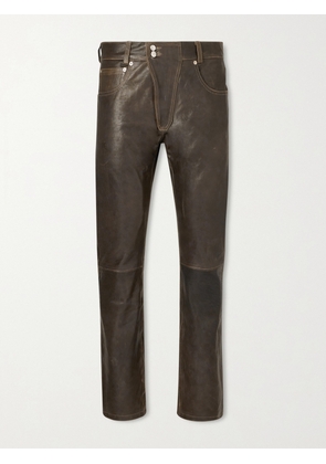 Enfants Riches Déprimés - Moto Fly Slim-Fit Straight-Leg Leather Trousers - Men - Brown - UK/US 28