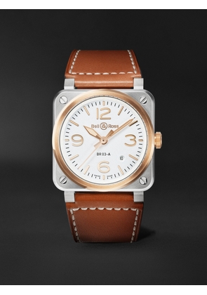 Bell & Ross - BR-03 Automatic 41mm 18-Karat Rose Gold, Steel and Leather Watch, Ref. No. BR03A-WH-STPG/SCA - Men - White