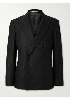 Mr P. - Double-Breasted Cashmere-Blend Flannel Suit Jacket - Men - Black - 38