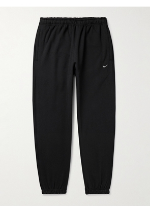Nike - Solo Swoosh Tapered Logo-Embroidered Cotton-Blend Jersey Sweatpants - Men - Black - XS