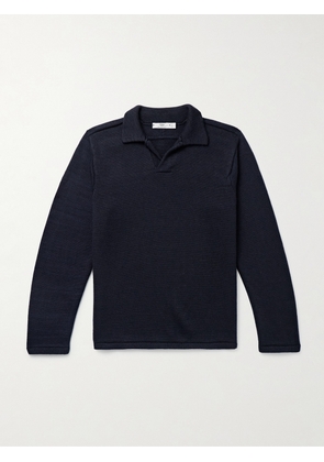 Inis Meáin - Wool and Linen-Blend Polo Shirt - Men - Blue - S
