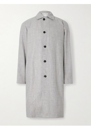 ATON - Balmacaan Linen and Wool-Blend Twill Coat - Men - Gray - S