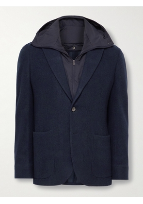 SEASE - Panelled Virgin Wool-Blend and Nylon-Blend Hooded Blazer - Men - Blue - M