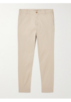 Sunspel - Straight-Leg Garment-Dyed Cotton-Blend Twill Chinos - Men - Neutrals - 28W 32L
