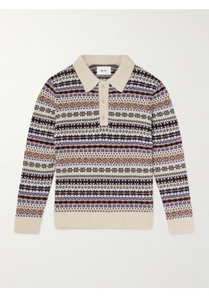 NN07 - Robbie Fair Isle Wool-Blend Polo Sweater - Men - Purple - S