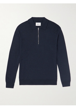 NN07 - Sergio 6605 Merino Wool Half-Zip Polo Shirt - Men - Blue - S