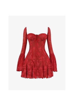 Womens House of CB Analissa Floral-Pattern Lace Mini Dress