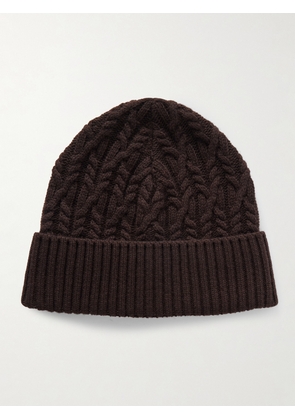 Mr P. - Cable-Knit Wool Beanie - Men - Brown