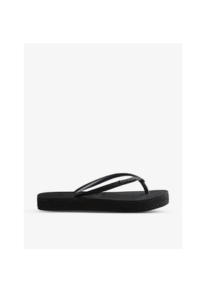 Womens Havaianas Slim Flatform Glitter-Strap Rubber Flip-Flops