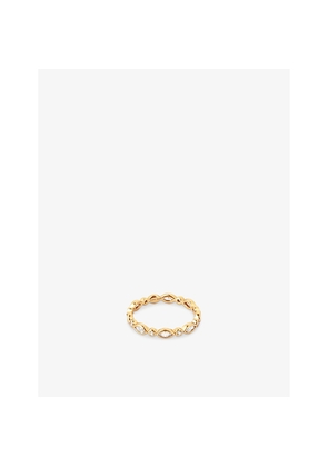 Womens Astrid & Miyu Navette 18ct Yellow Gold-Plated Sterling-Silver and Zirconia Band Ring