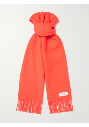 Mr P. - Logo-Appliquéd Fringed Cashmere Scarf - Men - Orange