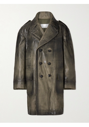 Maison Margiela - Double-Breasted Foiled Cotton Coat - Men - Green - IT 48