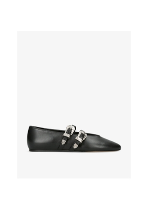 Womens Le Monde Beryl Claudia Double-Strap Leather Flats