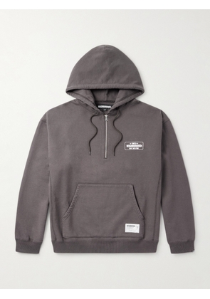 Neighborhood - Logo-Print Cotton-Jersey Half-Zip Hoodie - Men - Brown - S