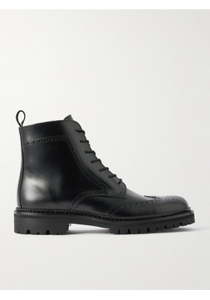 Mr P. - Jacques Waxed-Leather Brogue Boots - Men - Black - UK 6