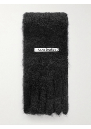 Acne Studios - Kinna Skinny Fringed Mohair and Wool-Blend Scarf - Men - Black