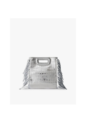Womens Maje Mini M Croc-Embossed Metallic Leather Cross-Body Bag