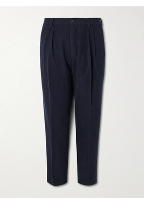 Massimo Alba - Tapered Pleated Virgin Wool and Cotton-Blend Trousers - Men - Blue - IT 46