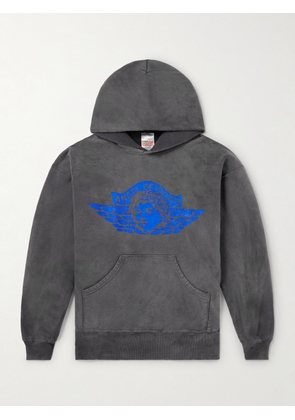 SAINT MXXXXXX - Angel Printed Cotton-Jersey Hoodie - Men - Black - S