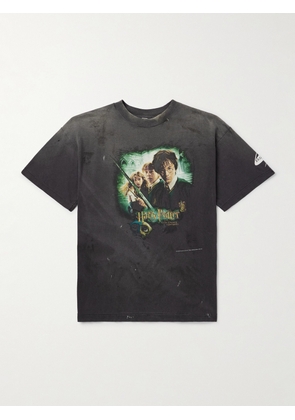 SAINT MXXXXXX - Harry Potter and The Chamber of Secrets Printed Cotton-Jersey T-Shirt - Men - Black - S