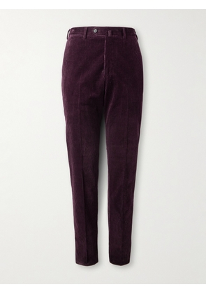 De Petrillo - Slim-Fit Stretch-Cotton Corduroy Suit Trousers - Men - Burgundy - IT 46