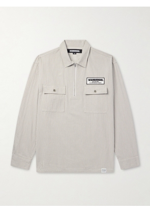 Neighborhood - Hickory Striped Cotton Half-Zip Overshirt - Men - Neutrals - S