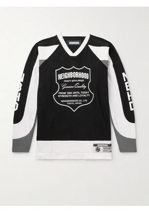 Neighborhood - Logo-Appliquéd Printed Colour-Block Cotton-Jersey T-Shirt - Men - Black - S