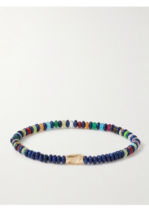 Luis Morais - 14-Karat Gold, Lapis Lazuli and Agate Beaded Bracelet - Men - Blue