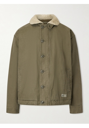 Neighborhood - N-1 Fleece-Trimmed Logo-Print Padded Cotton Jacket - Men - Green - S