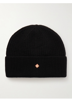 Casablanca - Logo-Appliquéd Ribbed Wool Beanie - Men - Black